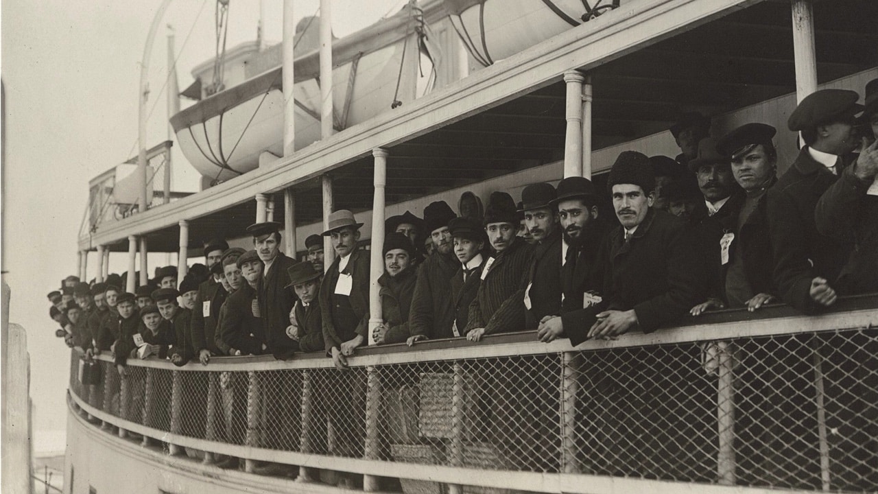 Photograph of Immigrants on a Ferry Boat Near Ellis Island 1920