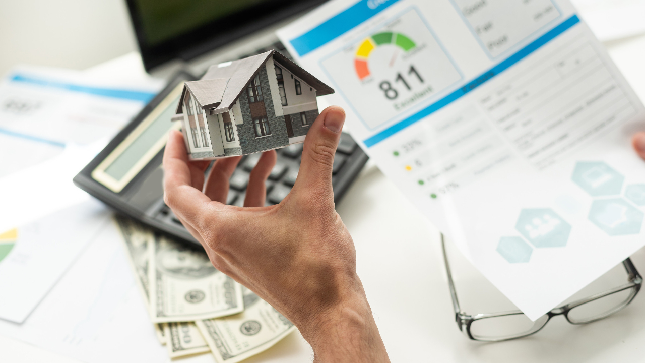 Holding a credit report with excellent credit score, preparing for a home loan
