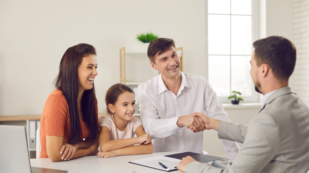 A family closing a deal