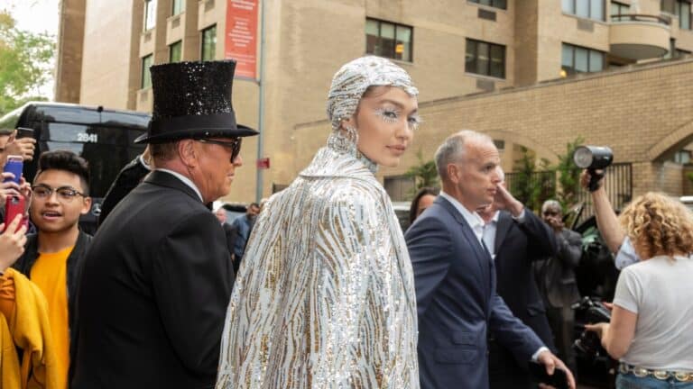 Gigi Hadid wearing gown by Michael Kors