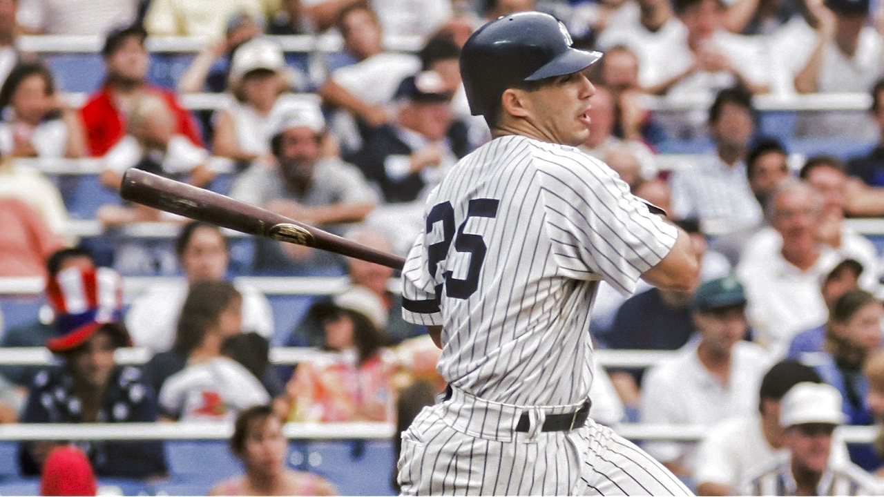 Joe Girardi batting for the New York Yankees
