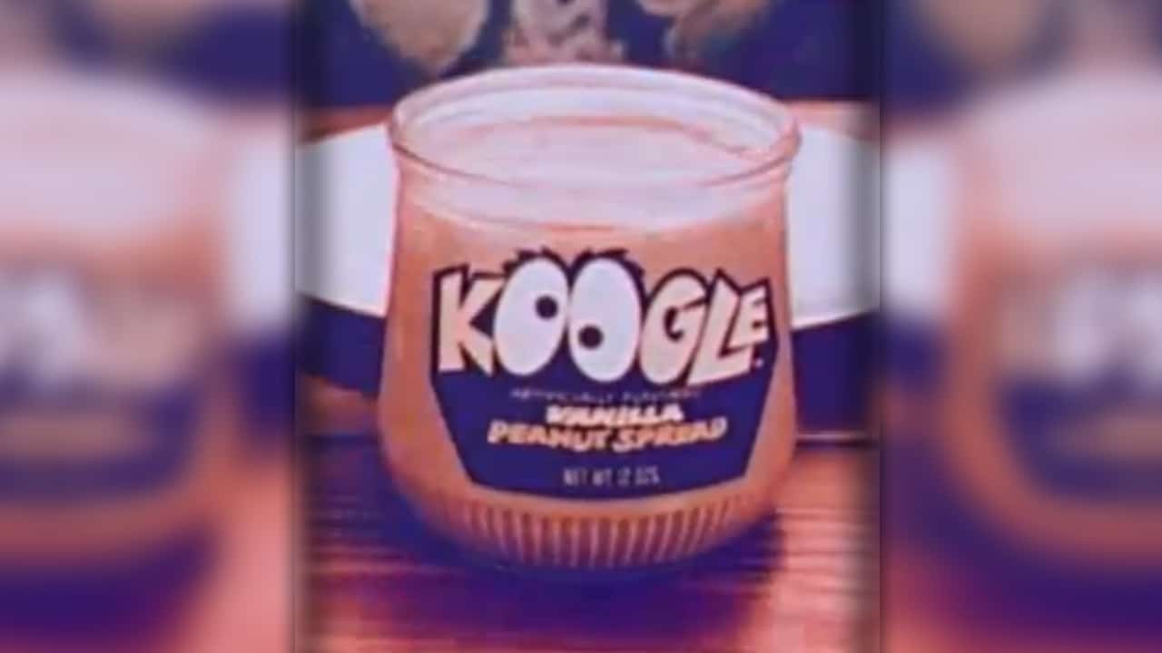 A jar of Koogle spread, taken as a screenshot from a commercial