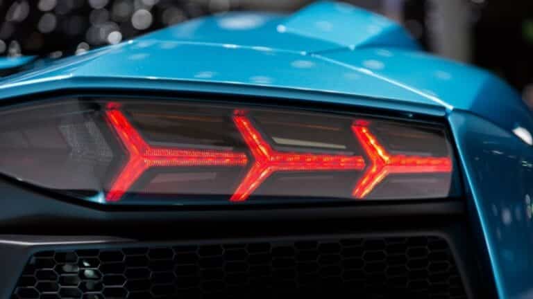 Lamborghini Aventador S Roadster tail light, close up, taken at IAA 2017.