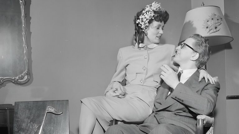 Portrait of Melvin G. Powell and Martha Scott in their home, Connecticut
