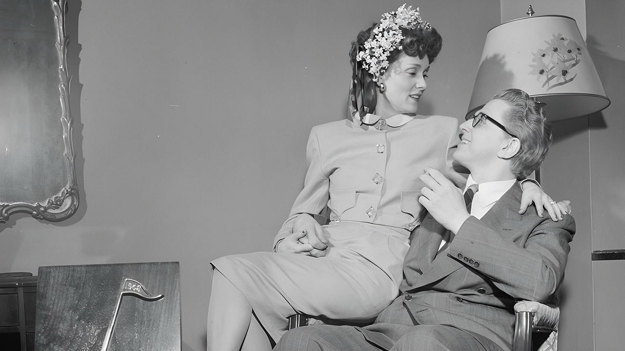 Portrait of Melvin G. Powell and Martha Scott in their home, Connecticut