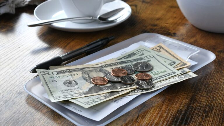 Tips left for waiter