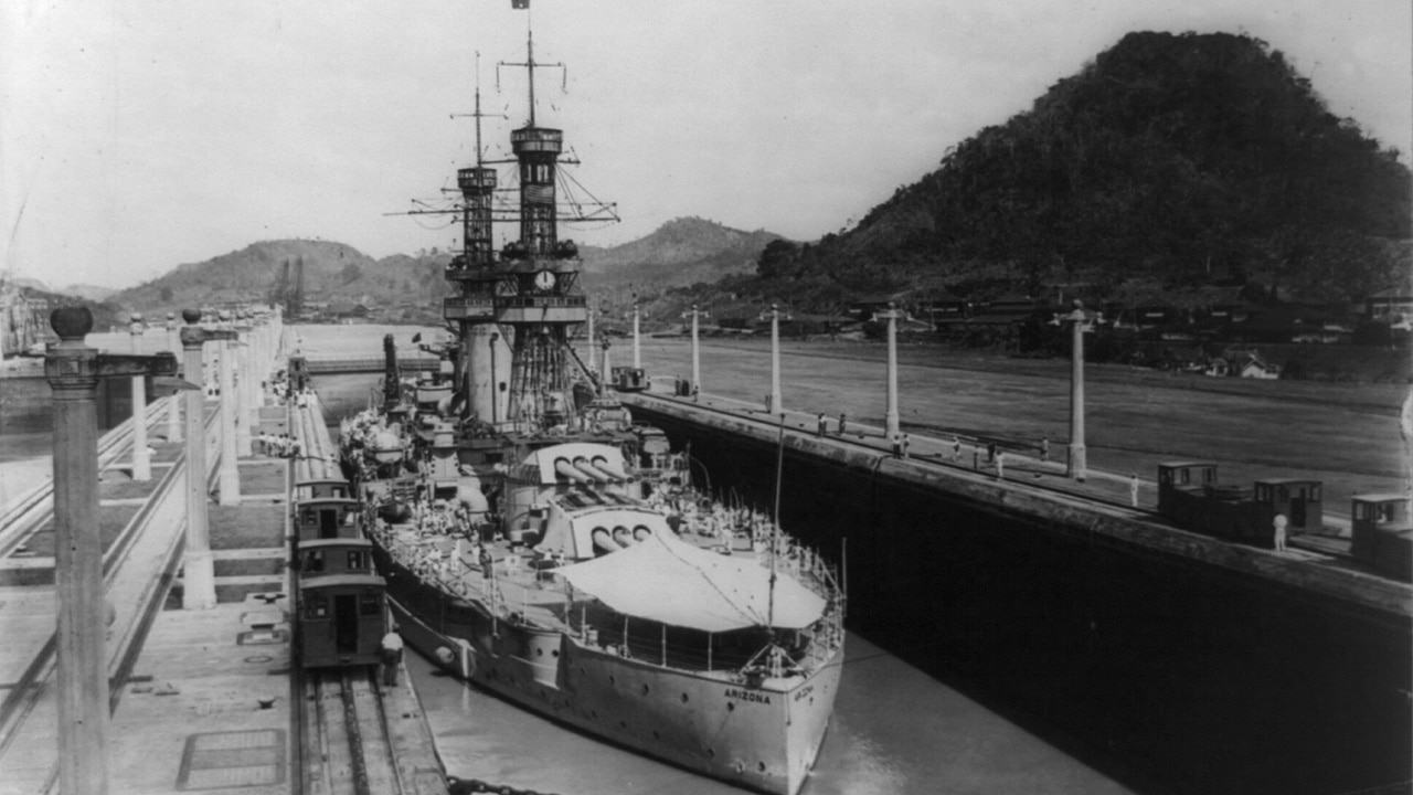 U.S.S. Arizona in the Panama Canal (1921)
