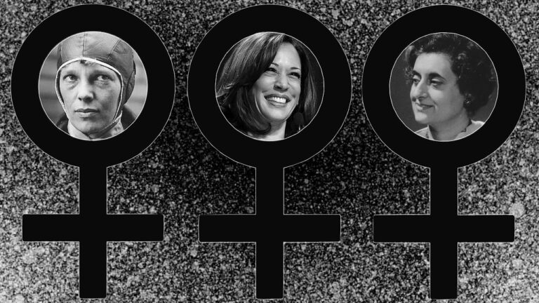 Amelia Earhart, Kamala Harris and Indira Gandhi