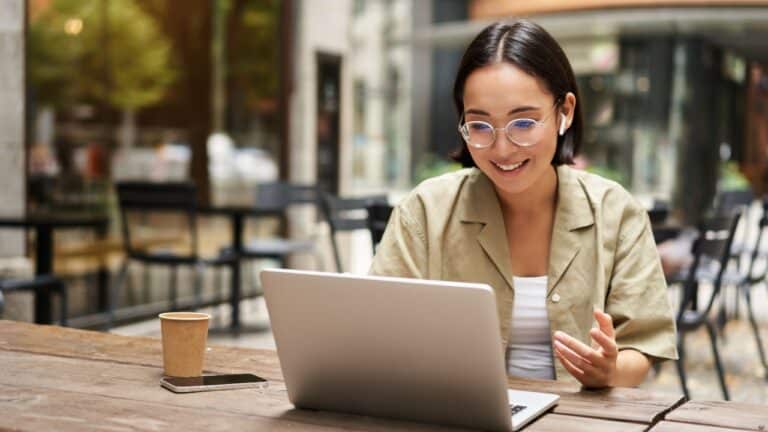 woman working remotely