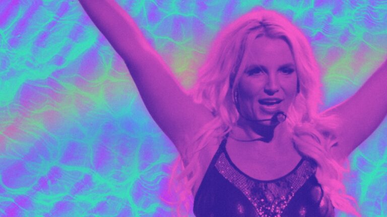 Featured image on 7/14/24. Britney Spears vibrant neon 90s-inspired edit.