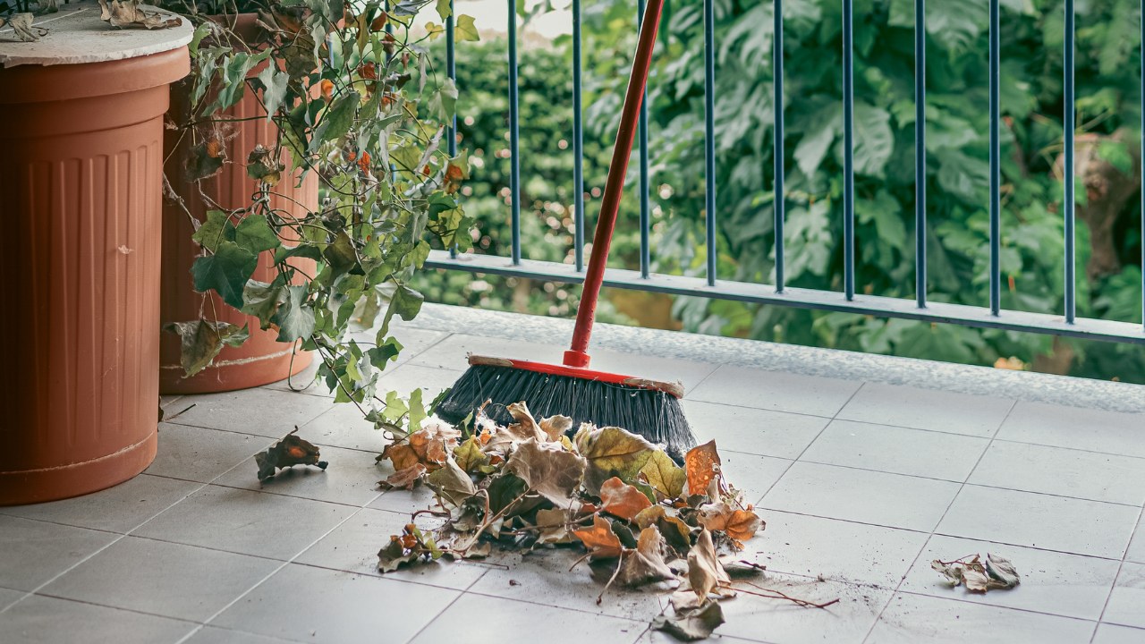 Cleaning and preparing the balcony garden for summer.