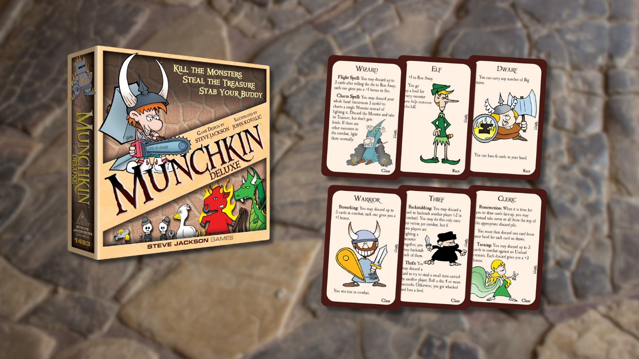 Munchkin Deluxe Board Game (Base Game), Family Board & Card Game, Adults, Kids, & Fantasy Roleplaying Game, Ages 10+, 3-6 Players, Avg Play Time 120 Min, From Steve Jackson Games