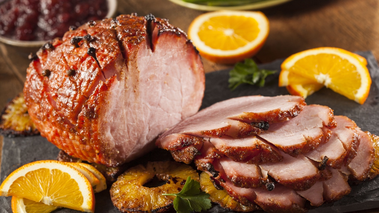 Traditional Sliced Honey Glazed Ham Ready for the Holidays