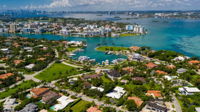 Arial view of Miami, Florida. Bal Harbor.