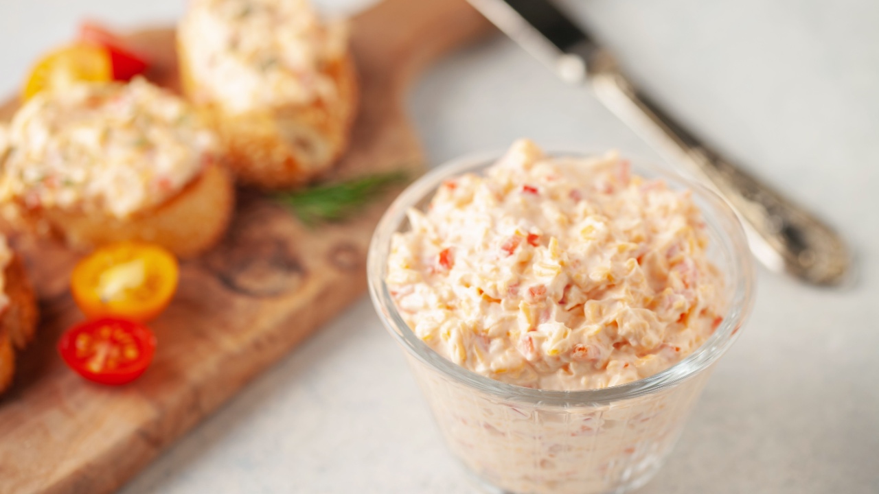Homemade Pimento Cheese Spread Bruschetta