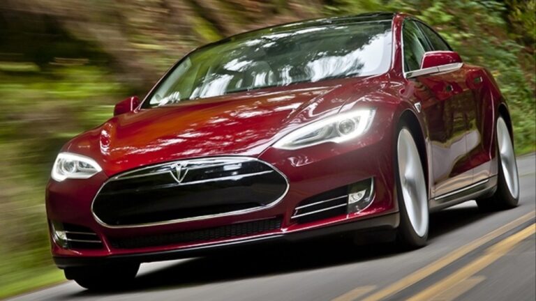 Tesla Model S Front View Red