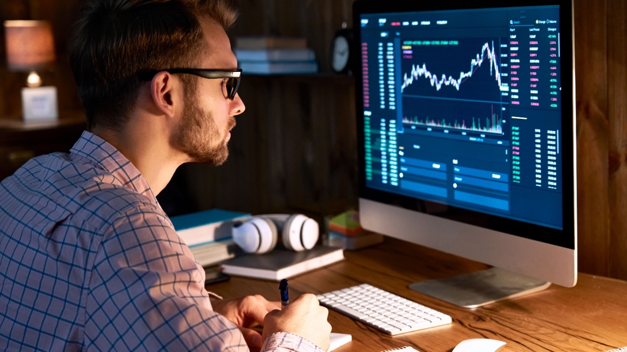 Investor looking at computer