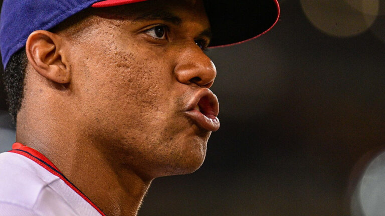 Juan Soto yelling during a game.