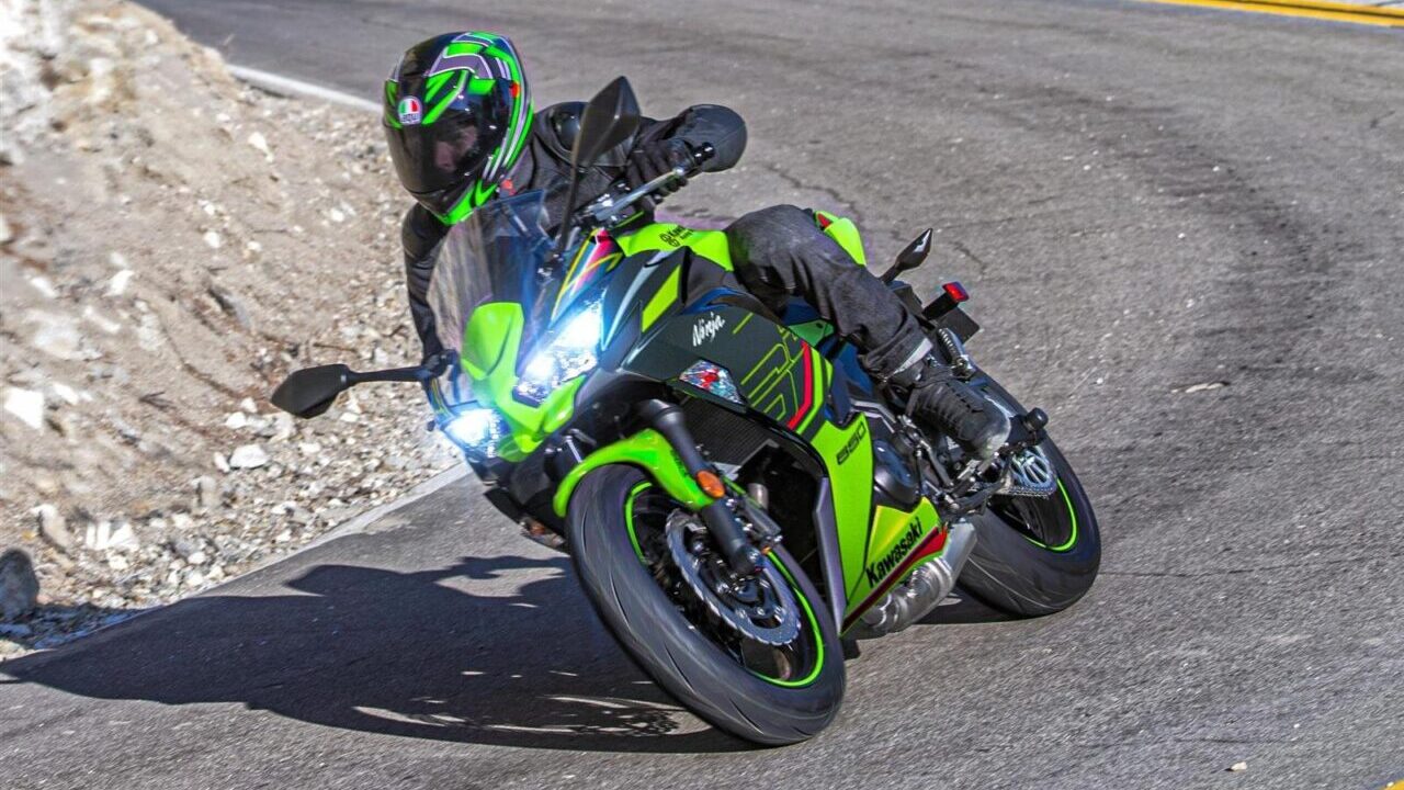 Kawasaki Ninja 650 on the road.