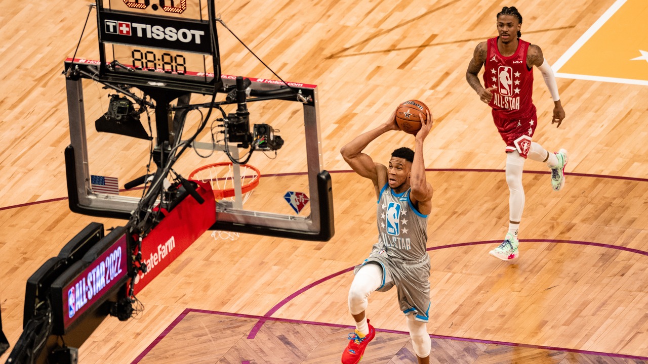 Giannis Antetokounmpo in a NBA All-Star game.