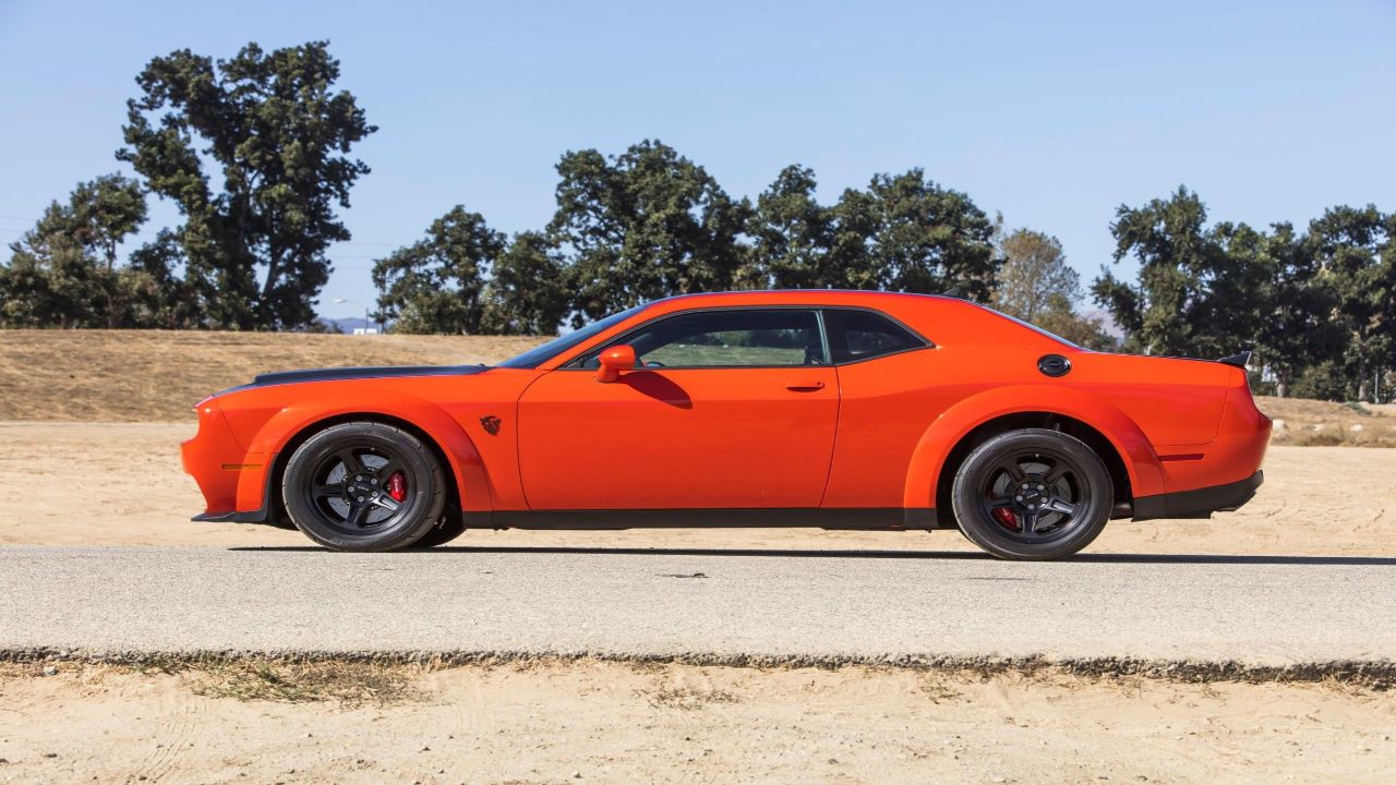 orange 2018 Dodge Challenger SRT demon profile