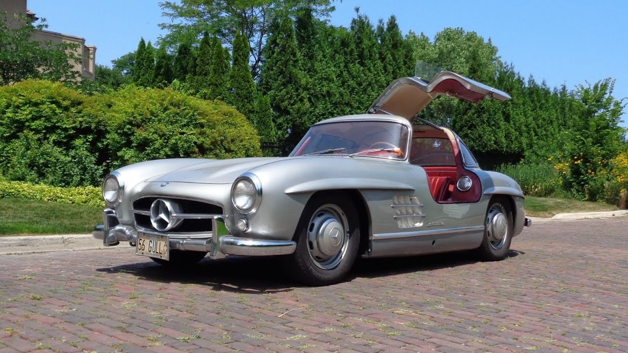 Silver Mercedes-Benz SL 300 open door.