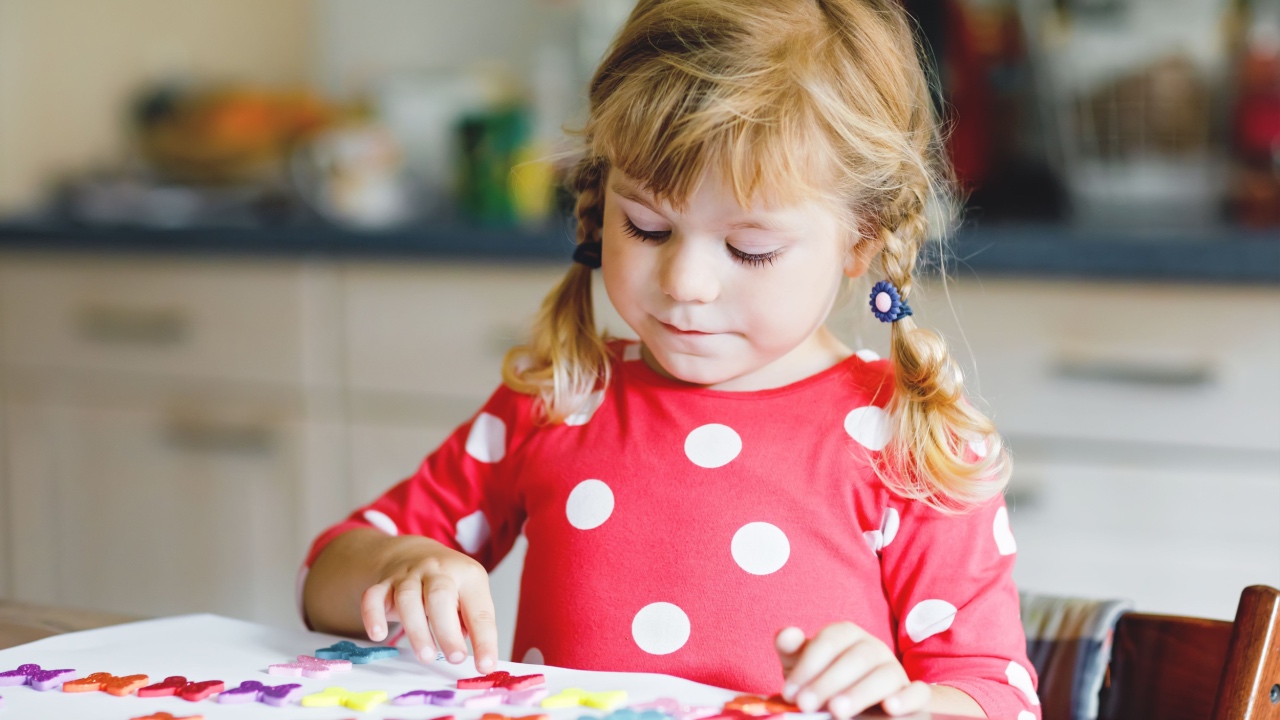 Child with stickers